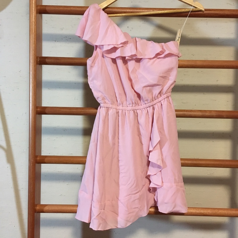 Cute Pink One Shoulder Homecoming Dress